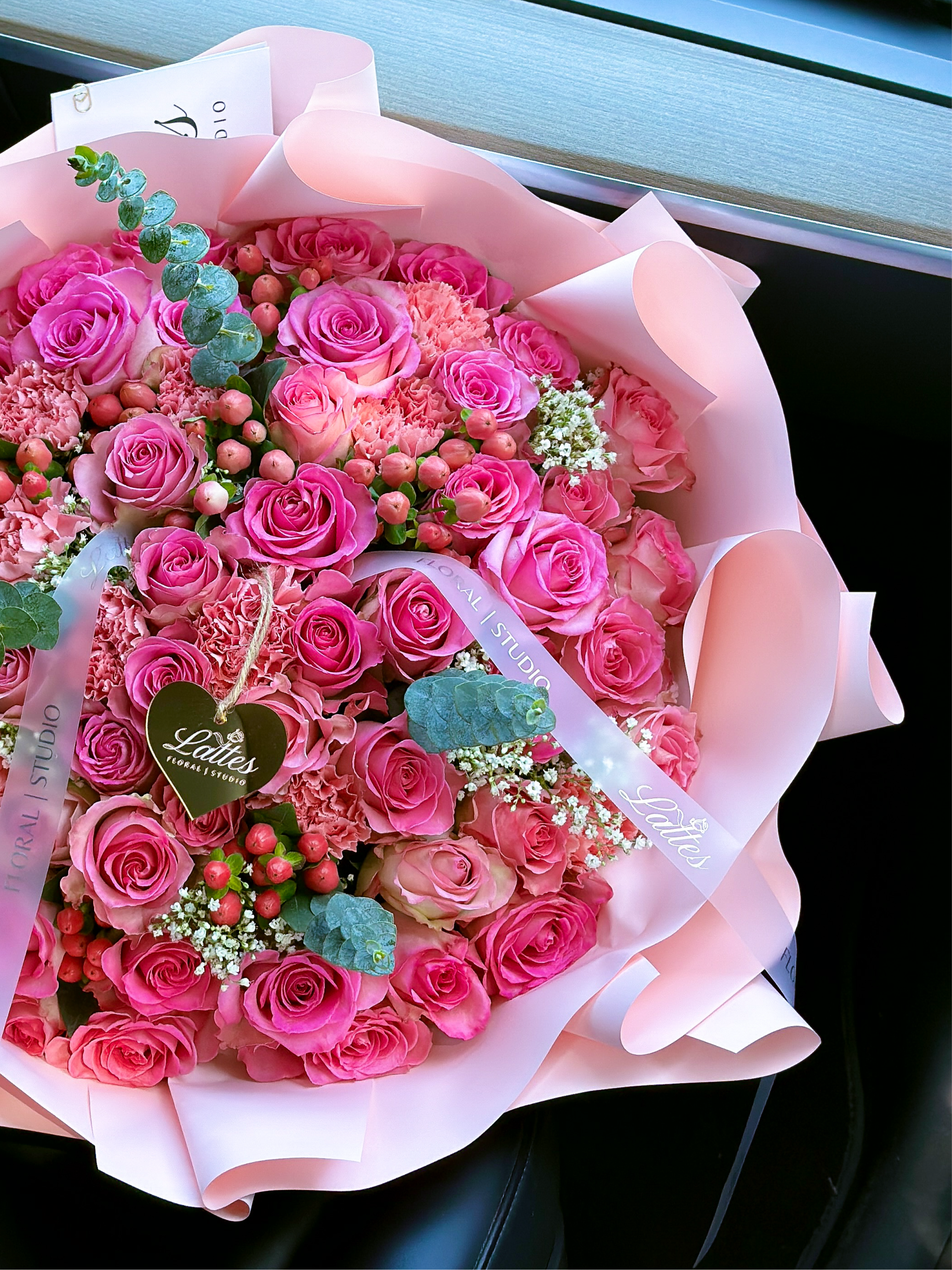 Pink Symphony – Roses and Berries Bouquet
