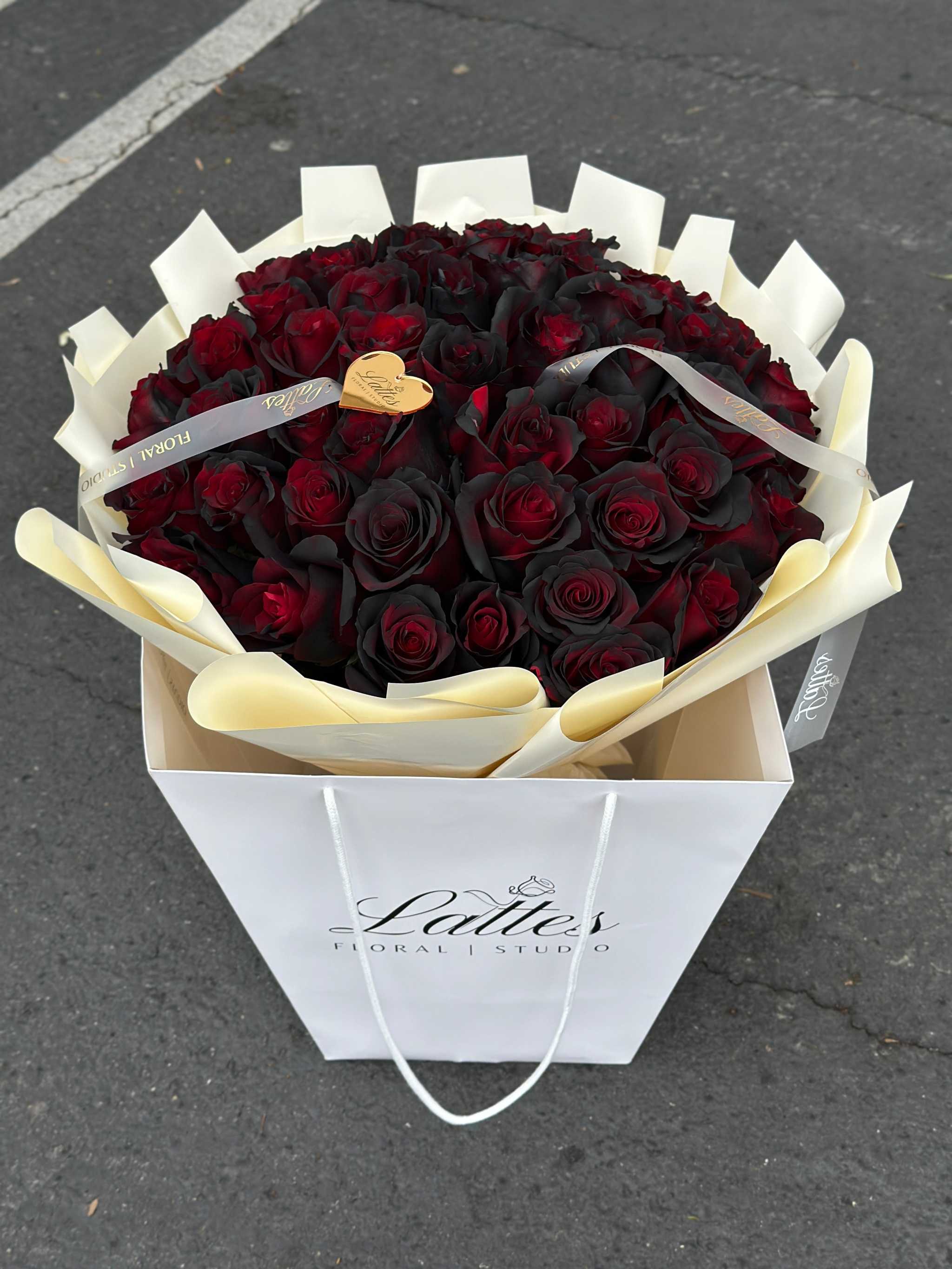 Midnight Passion Bouquet – Red & Black Roses