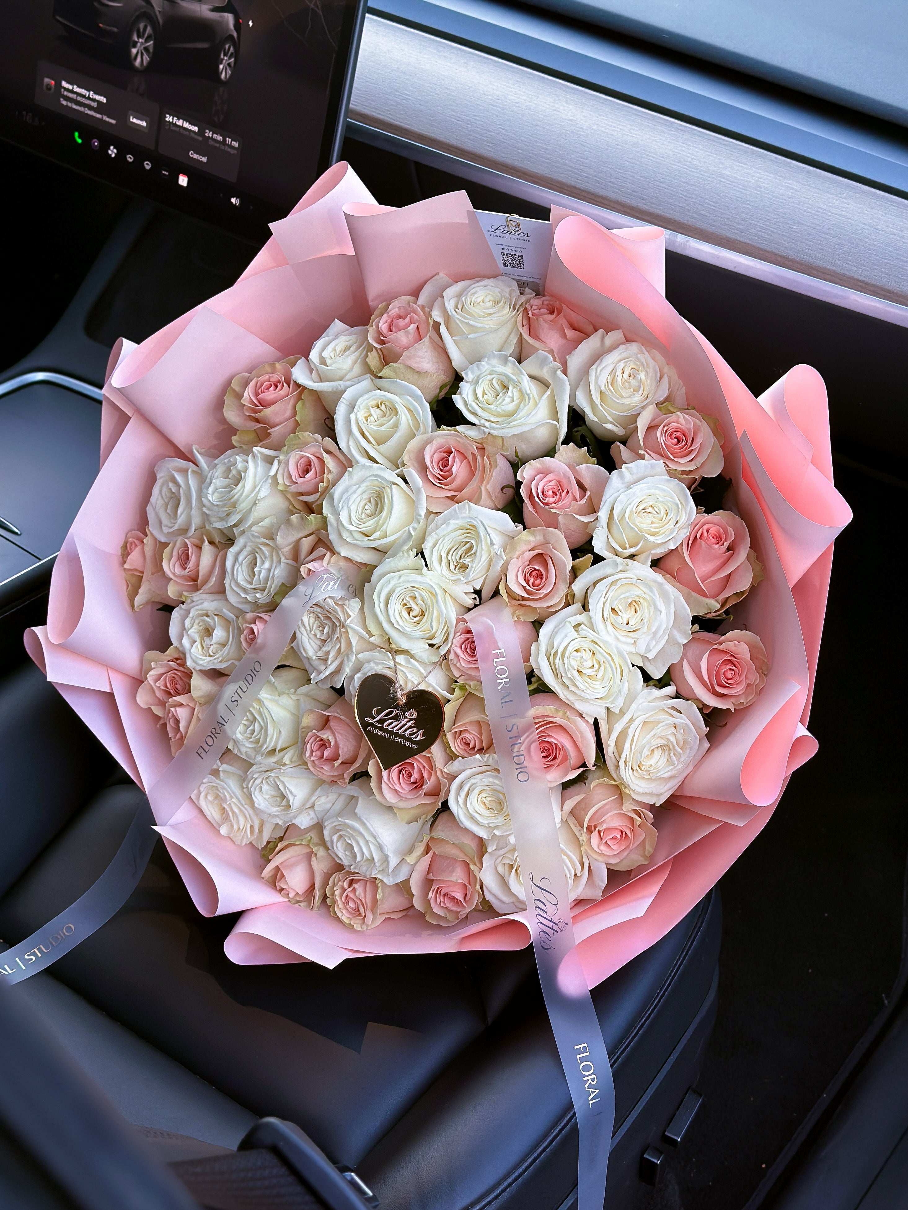 Soft Embrace – White and Pink Roses Bouquet