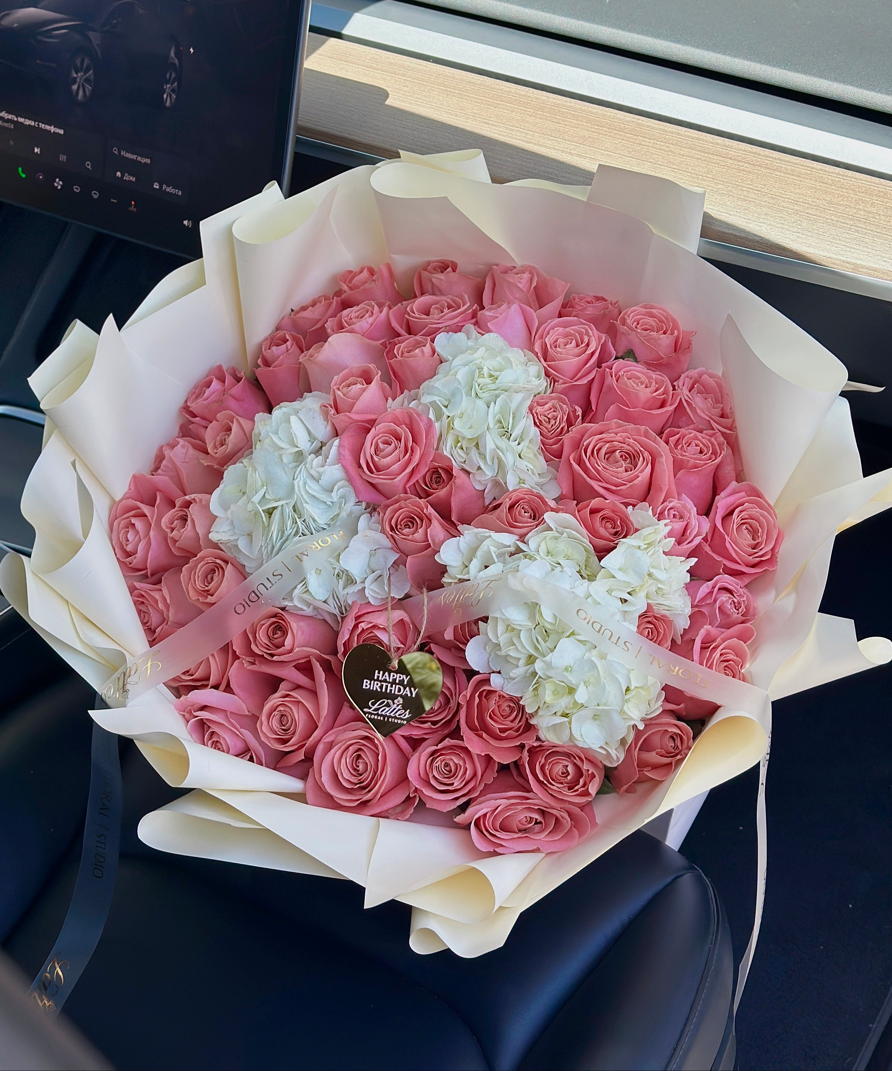 Pink Heart – Roses and Hydrangeas Bouquet