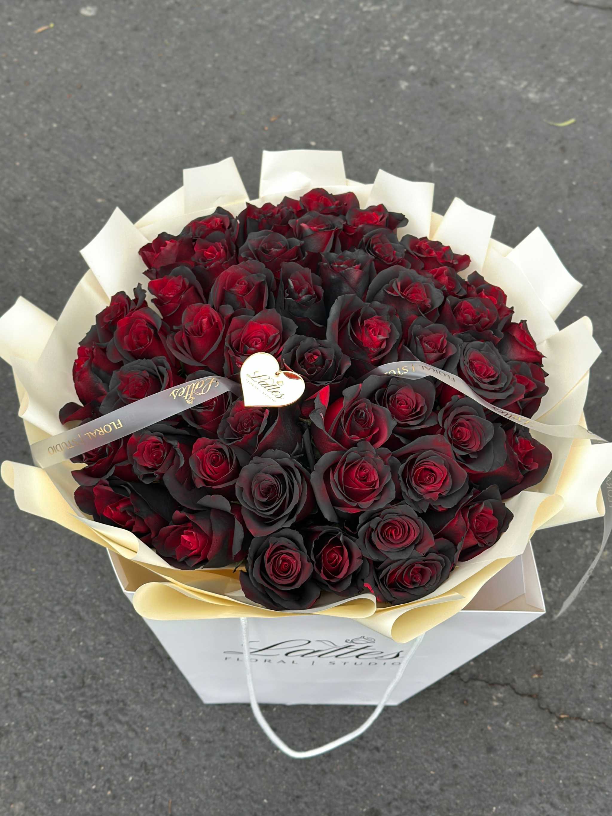 Midnight Passion Bouquet – Red & Black Roses