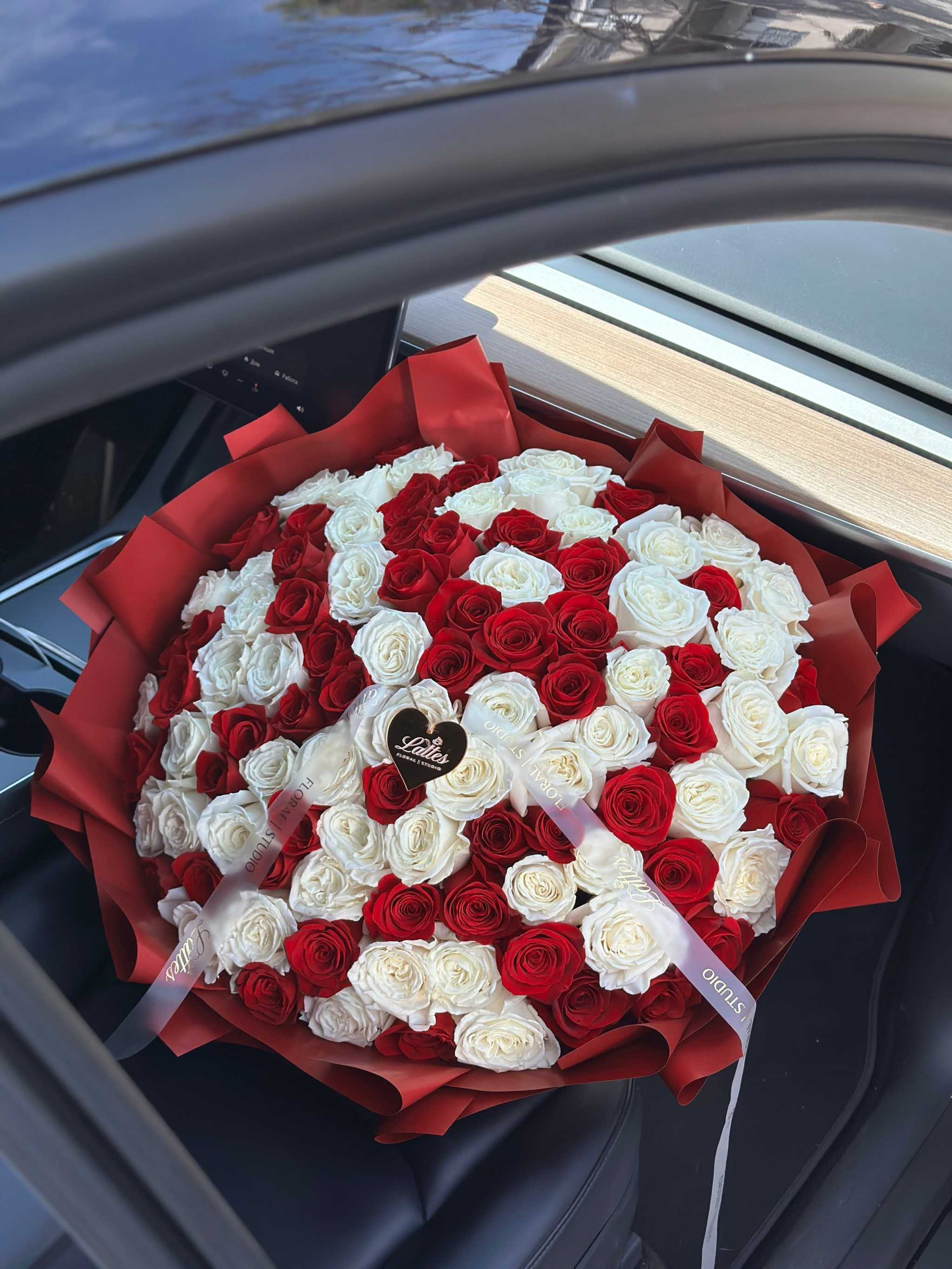 Royal Embrace – Red and White Roses Bouquet