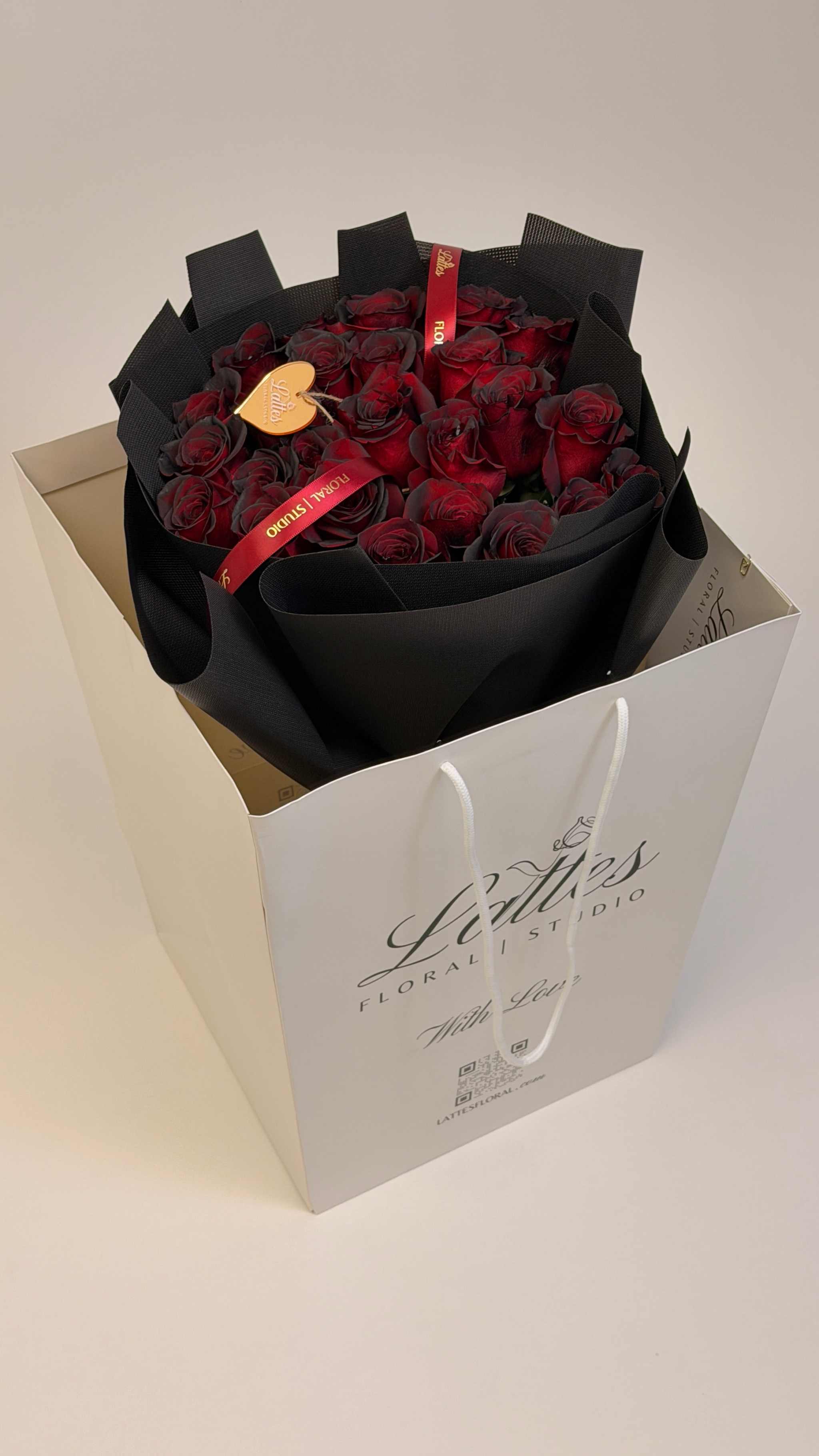 Midnight Passion Bouquet – Red & Black Roses