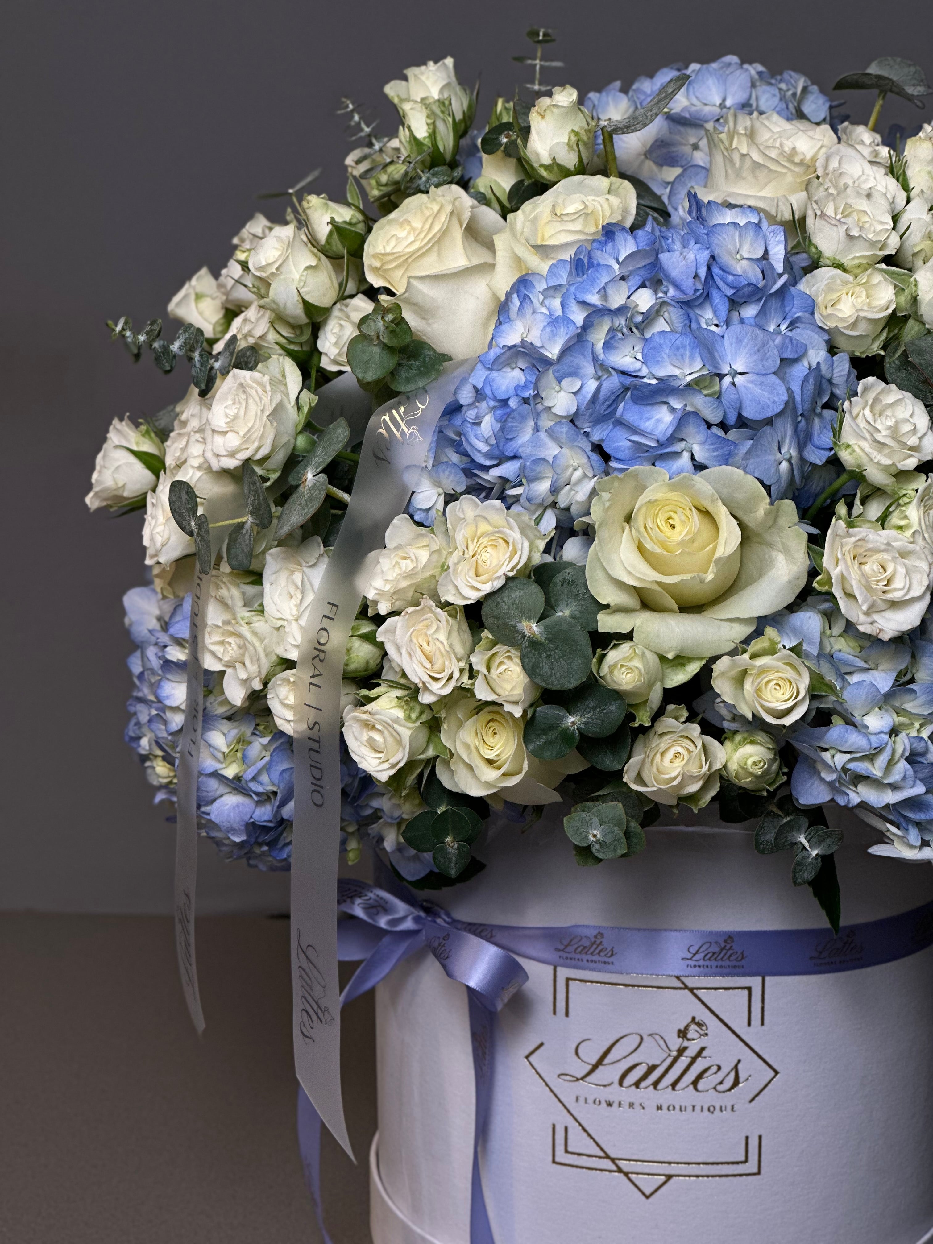 Heavenly Blues – Hydrangeas and Roses in a Flower Box