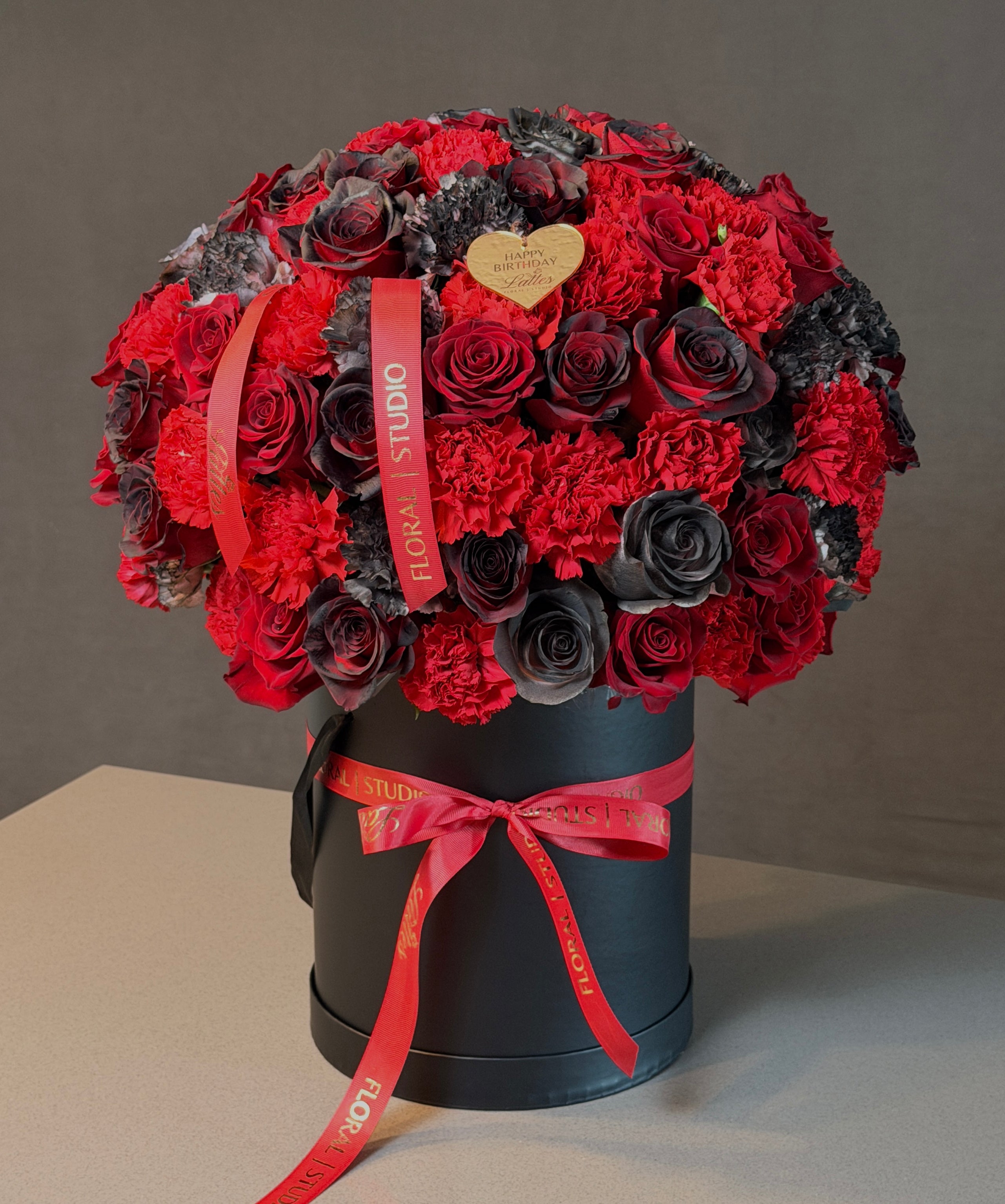 Red & Black Roses in a Flower Box