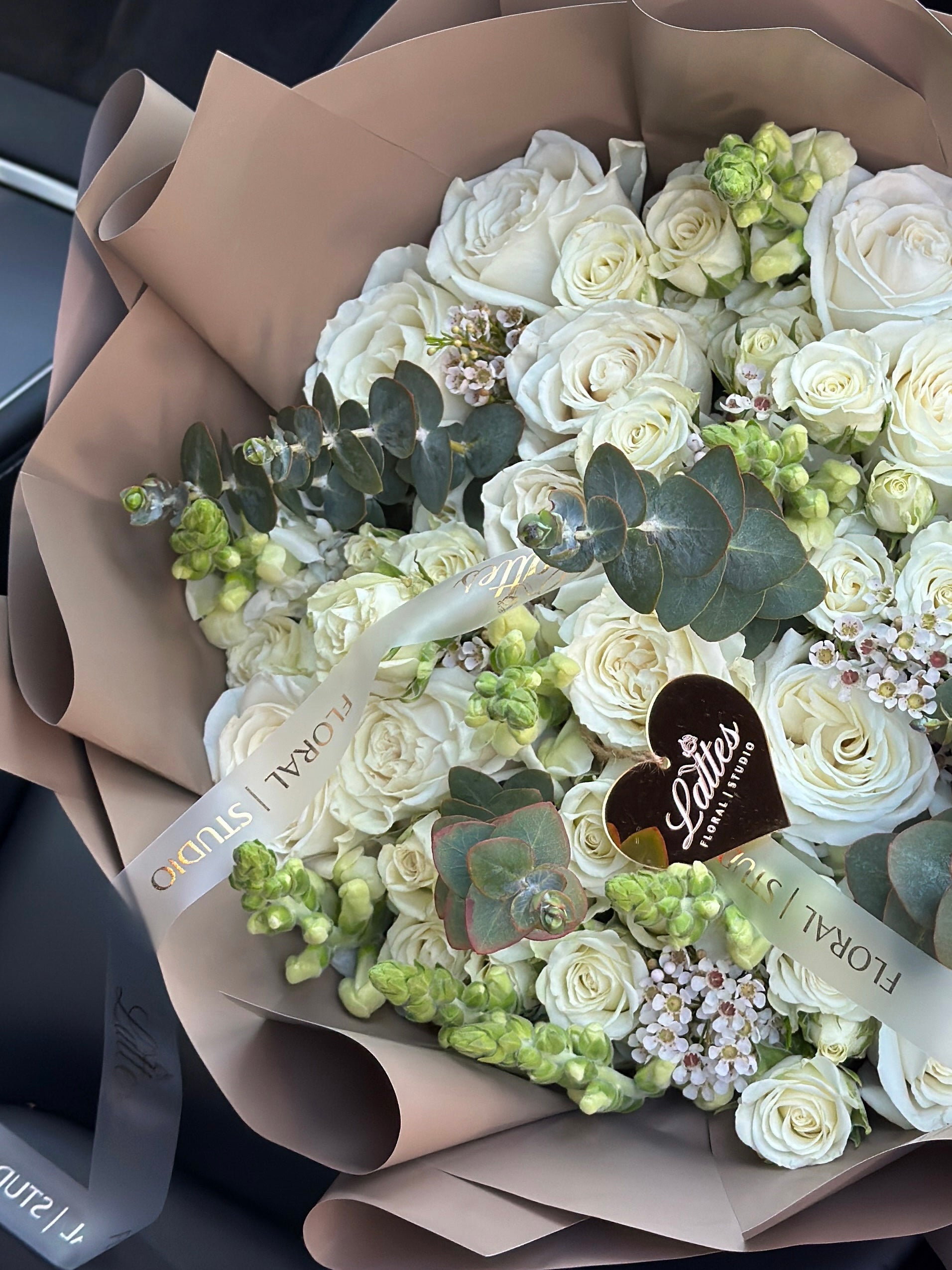 Ivory Grace – White Roses Bouquet