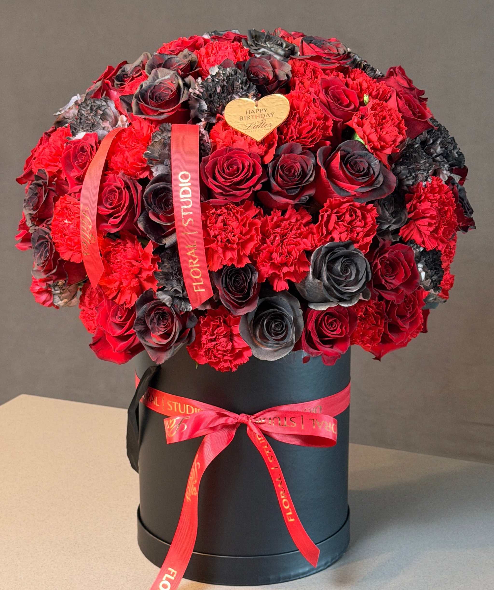 Red & Black Roses Box - Same-day Huntington Beach Flower Delivery
