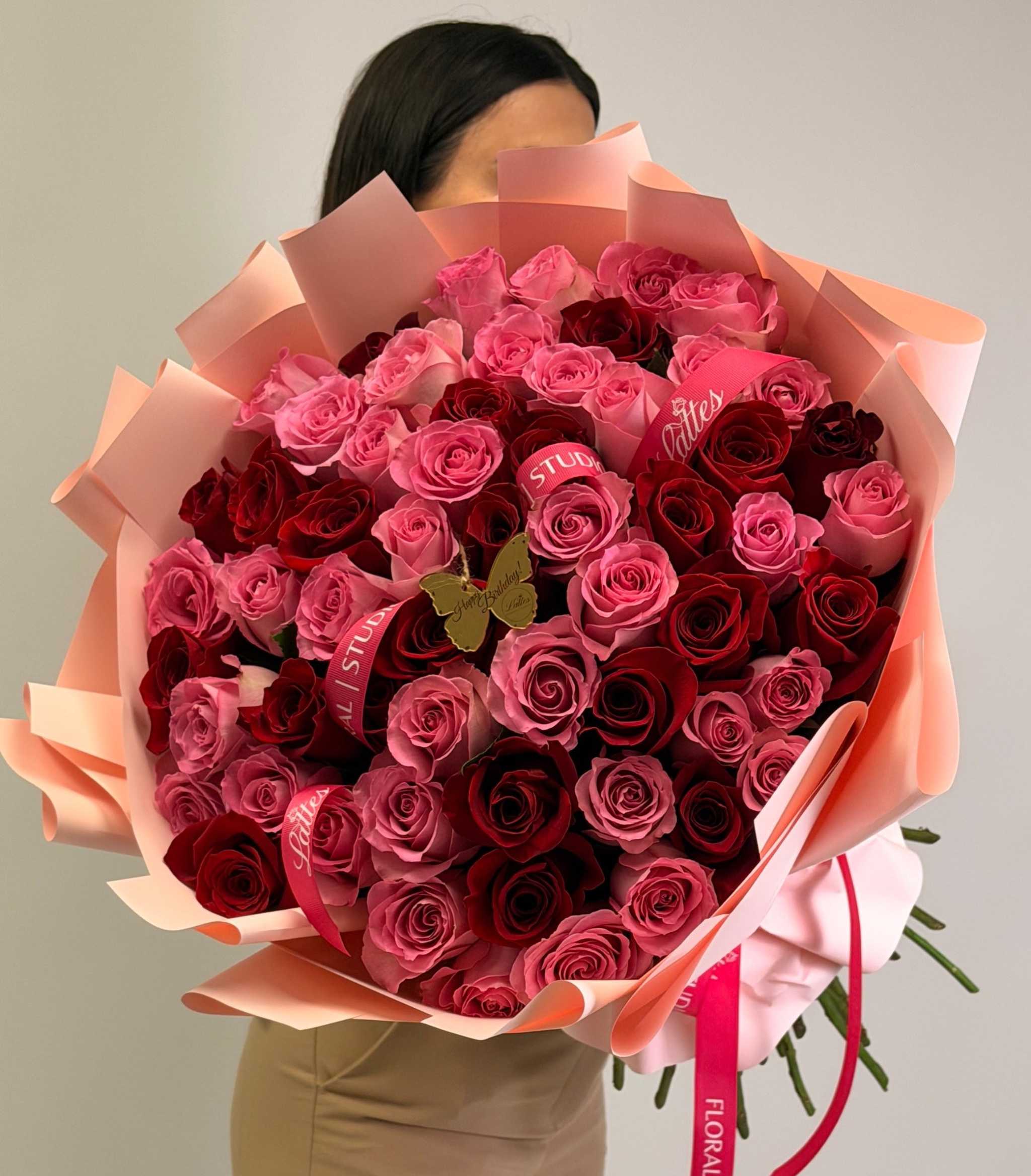 Luxury Berry Mix bouquet with red and pink roses for Irvine flower delivery