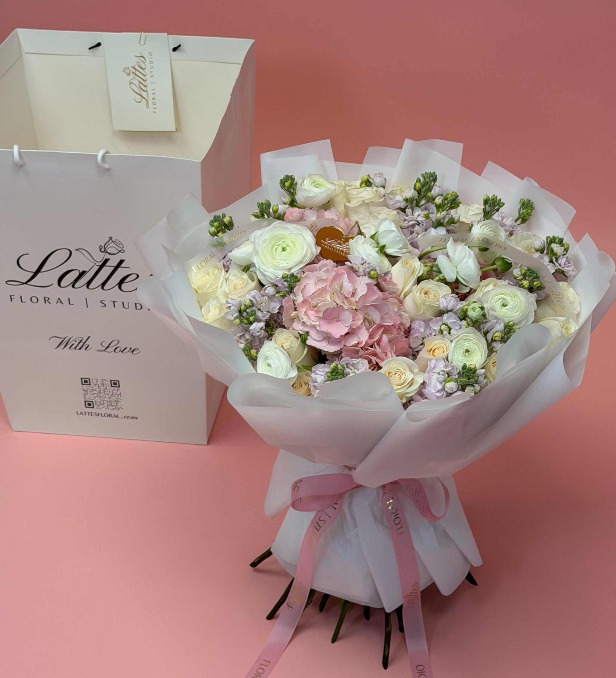 Pearl Blush - Hydrangea, Roses & Ranunculus Bouquet