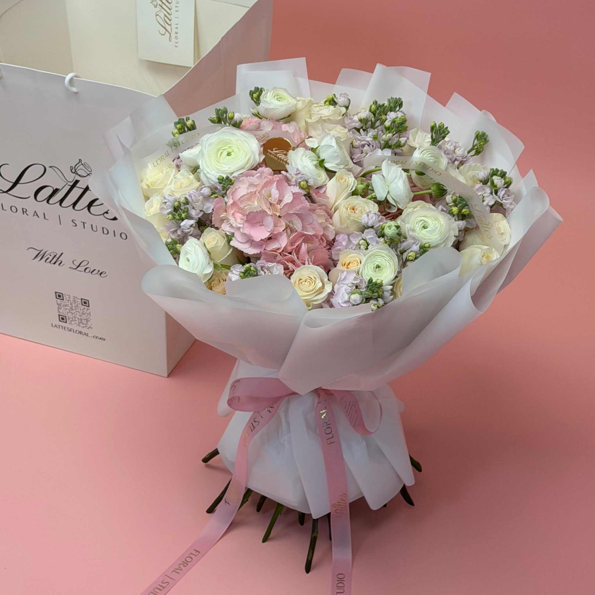 Pearl Blush - Hydrangea, Roses & Ranunculus Bouquet