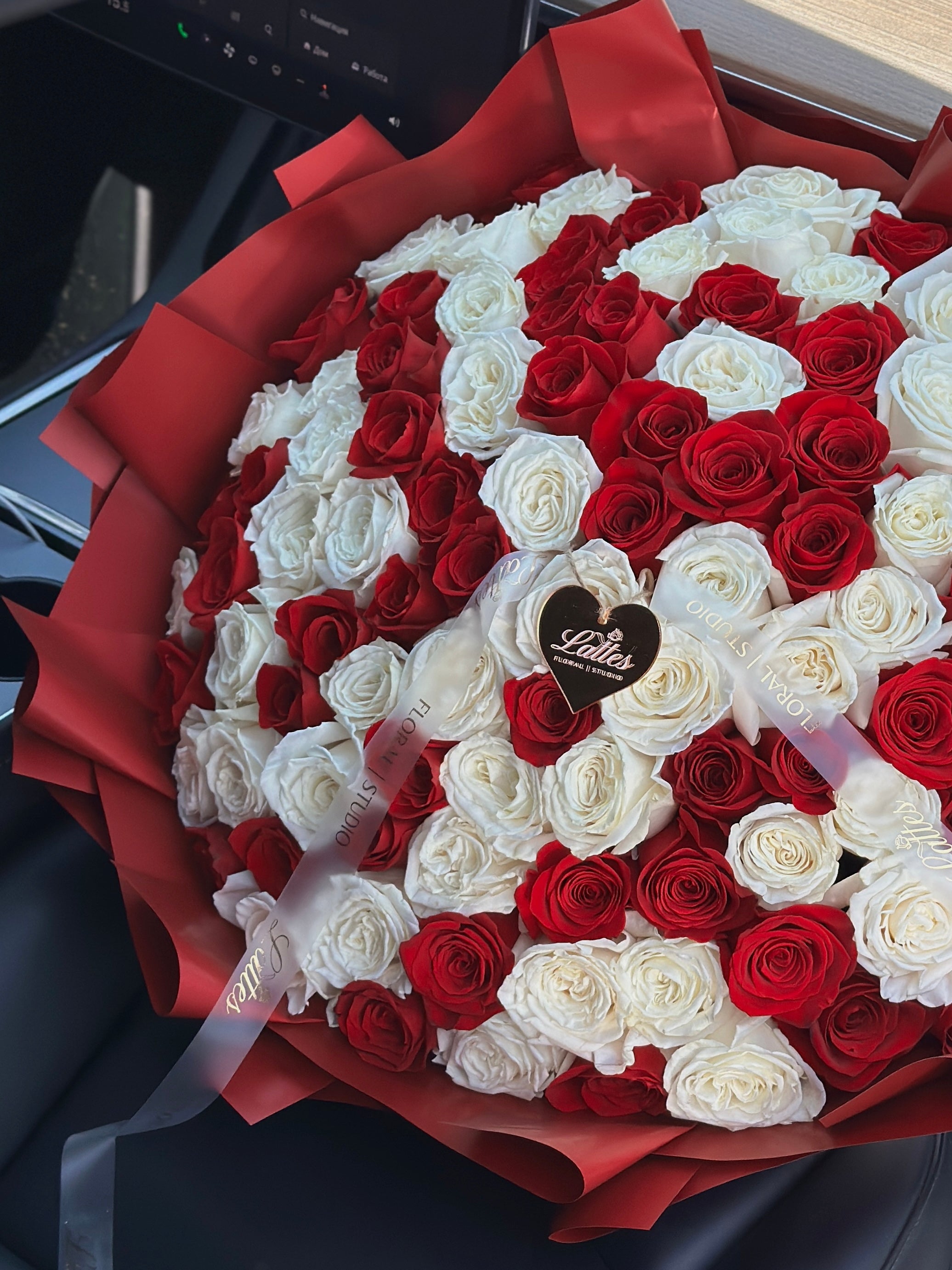 Royal Embrace – Red and White Roses Bouquet