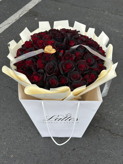 Midnight Passion Bouquet – Red & Black Roses