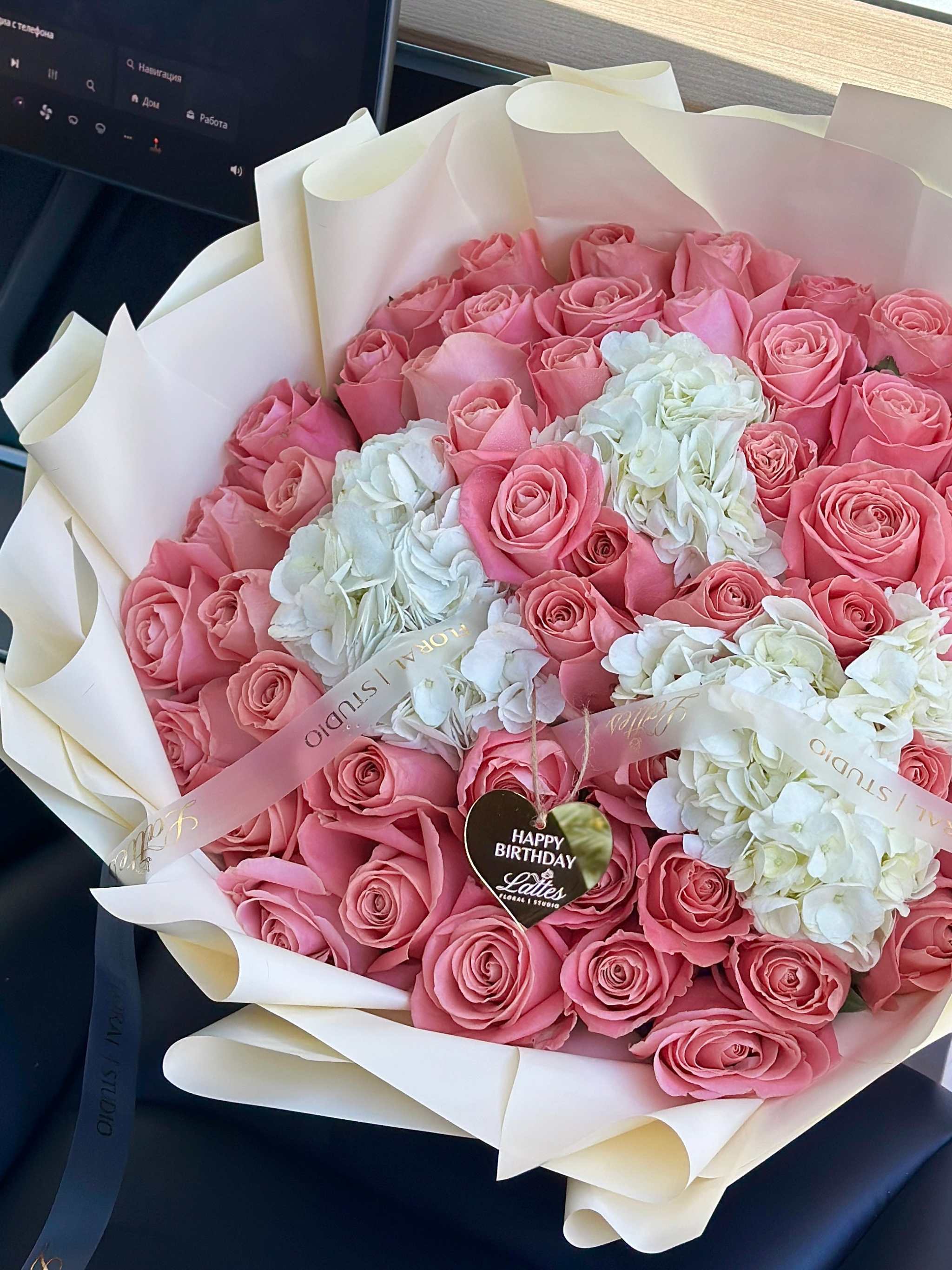 Pink Heart – Roses and Hydrangeas Bouquet