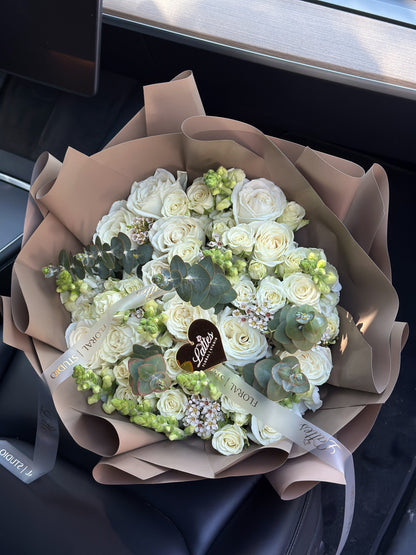 Ivory Grace – White Roses Bouquet