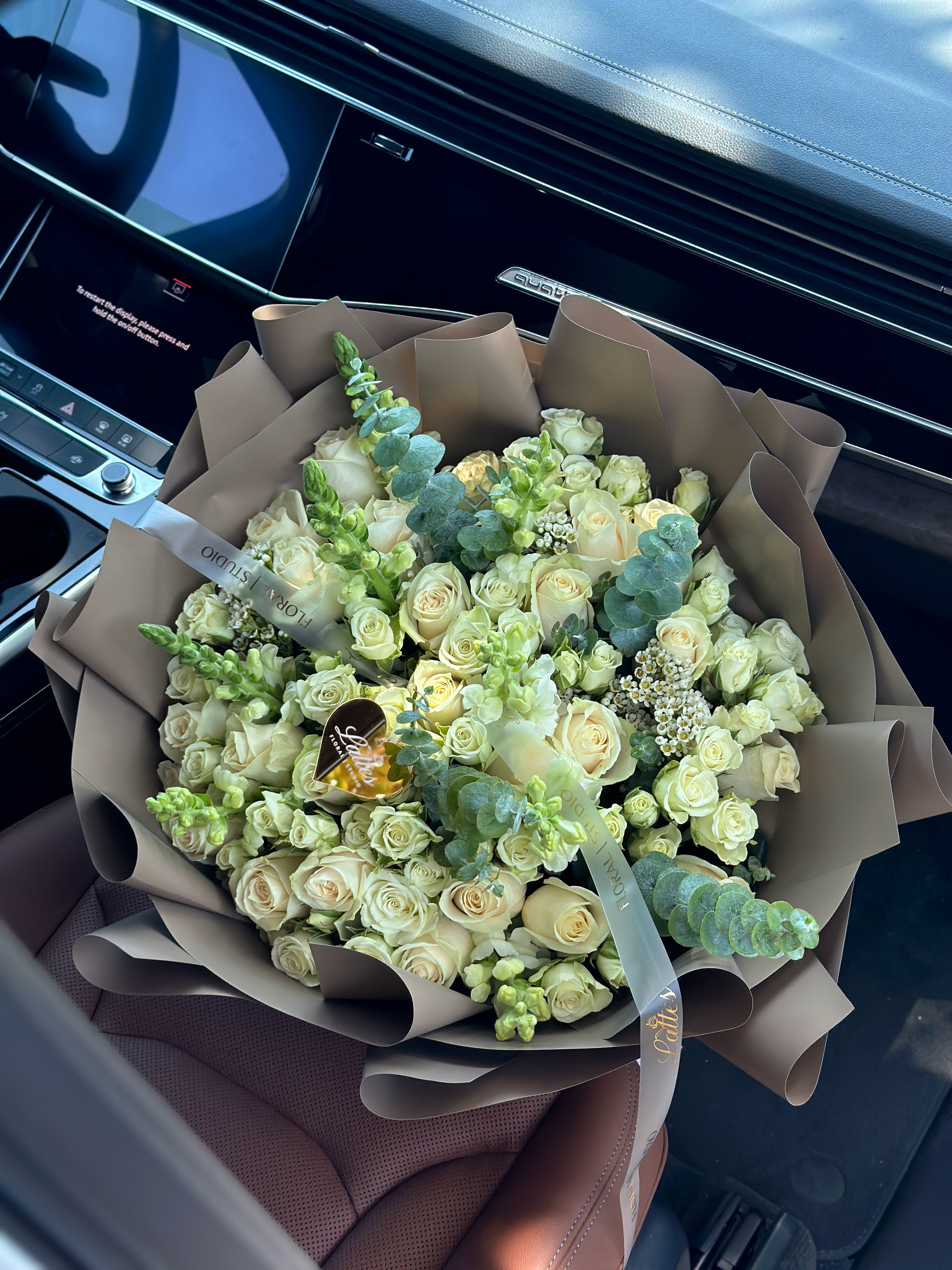 Ivory Grace – White Roses Bouquet