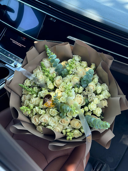 Ivory Grace – White Roses Bouquet