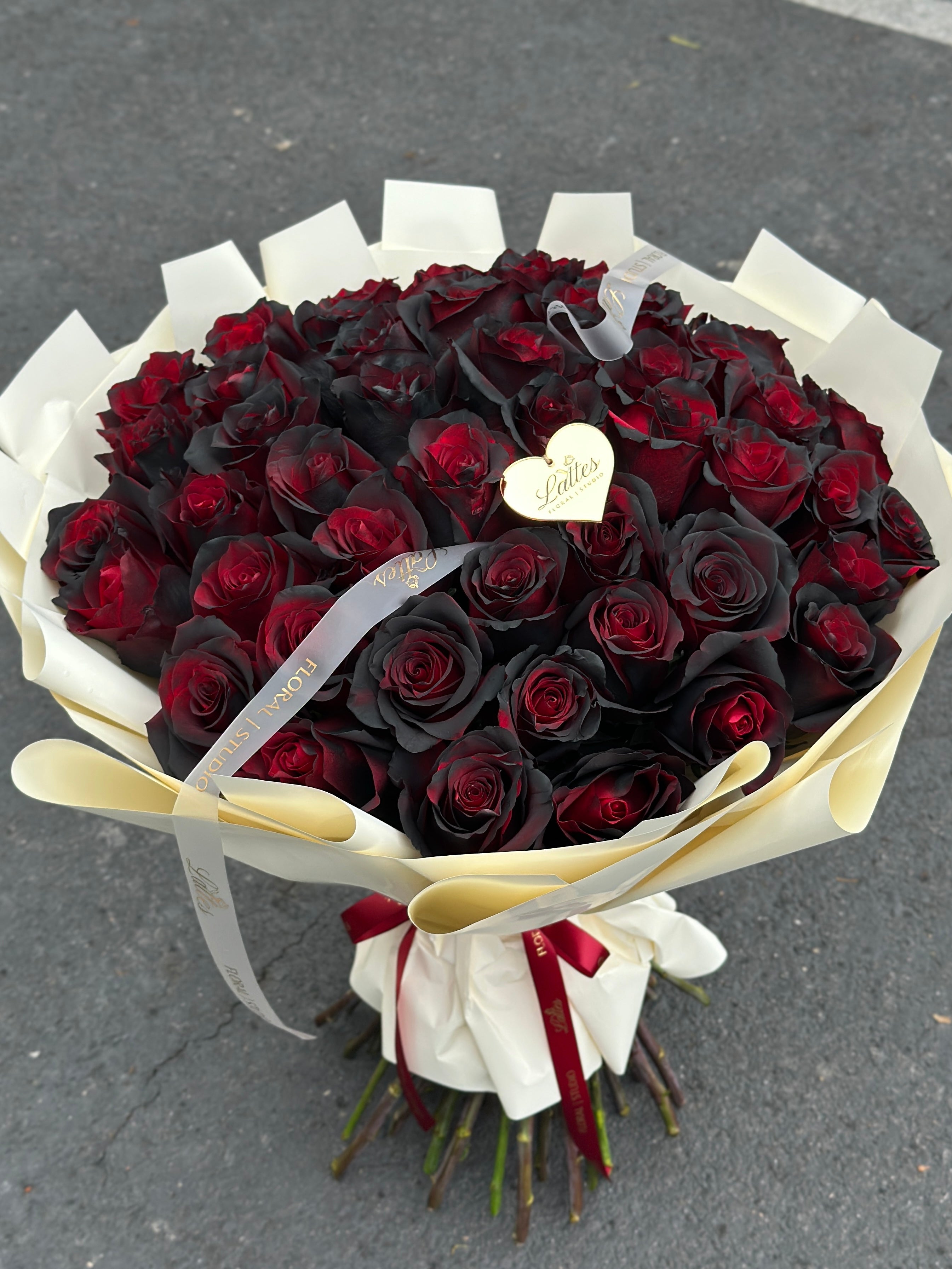 Midnight Passion Bouquet – Red & Black Roses