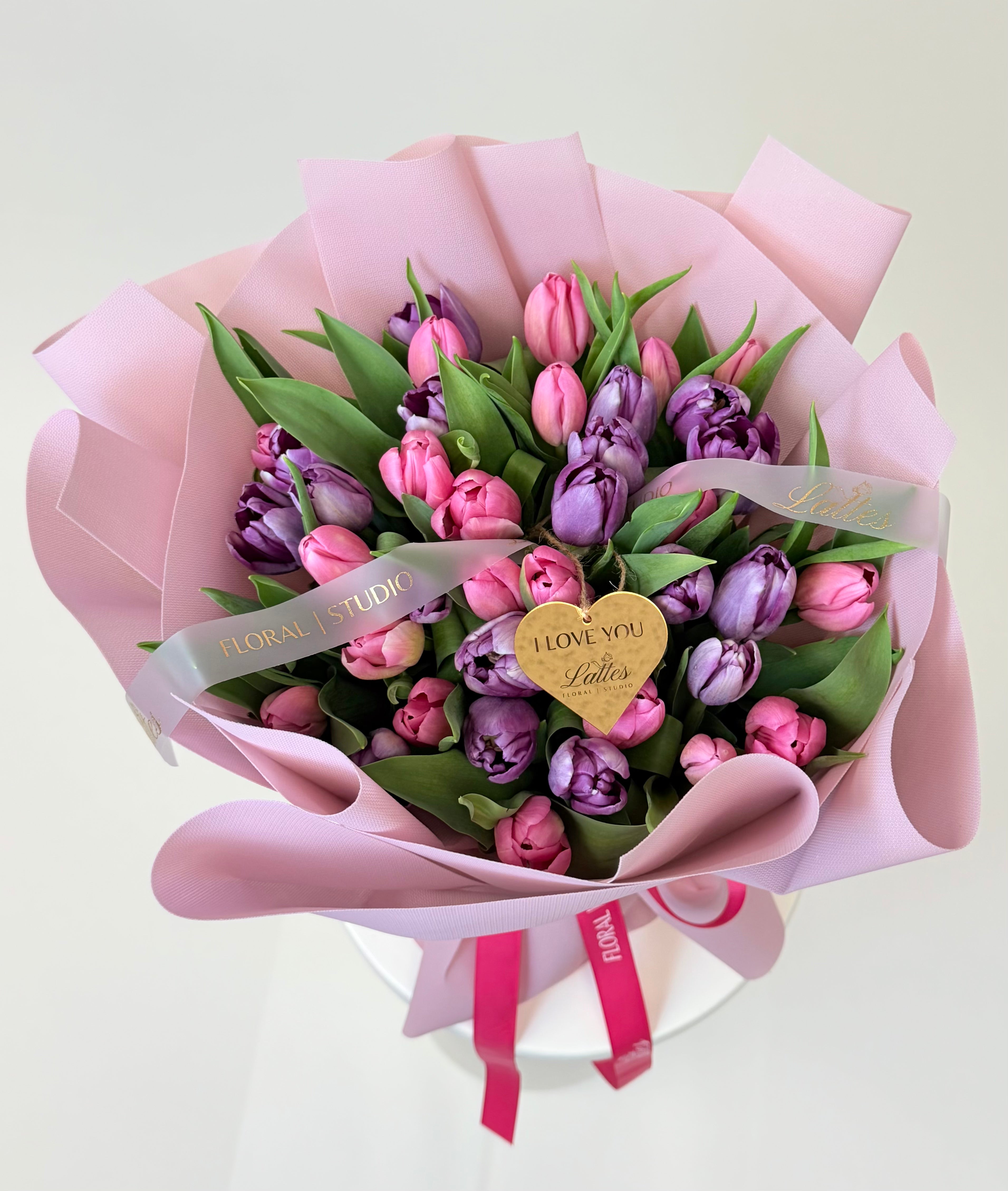 Pink & Purple Tulips Bouquet – Fresh Flowers