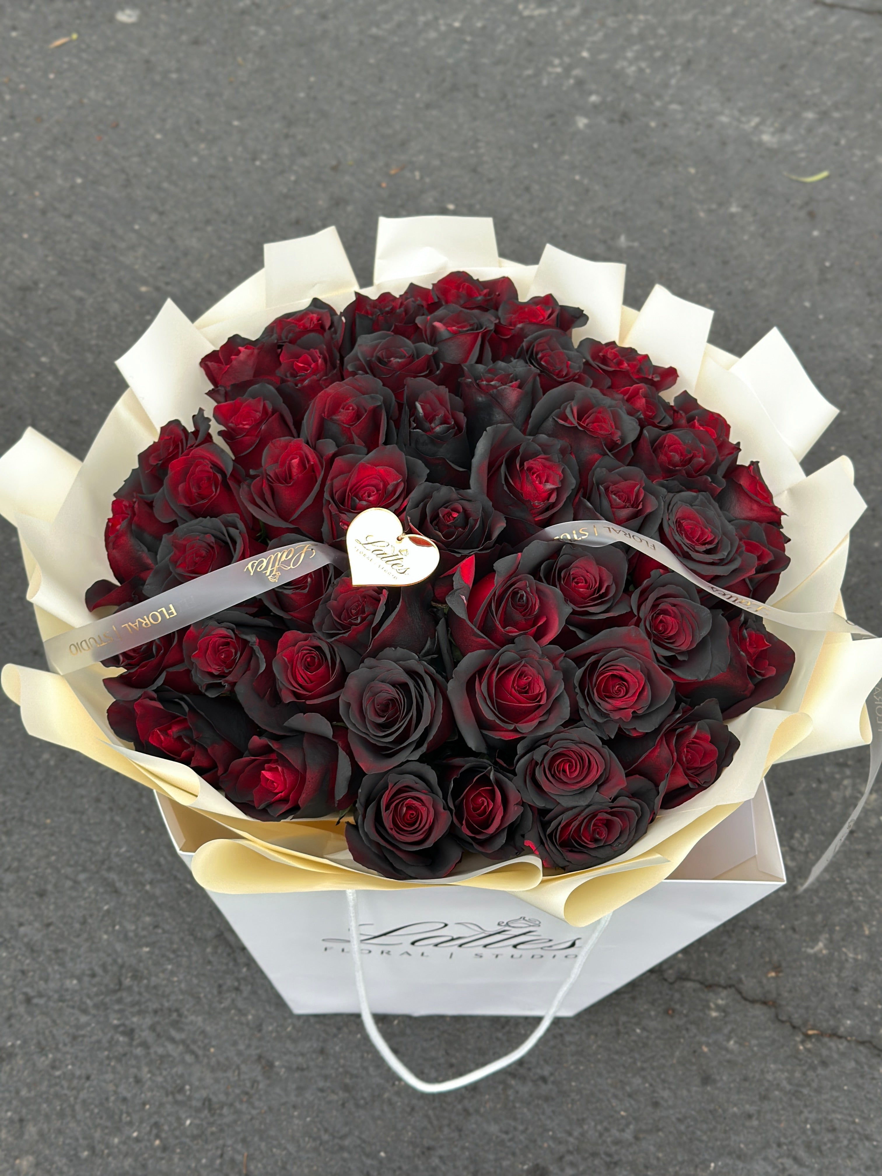 Midnight Passion Bouquet – Red & Black Roses