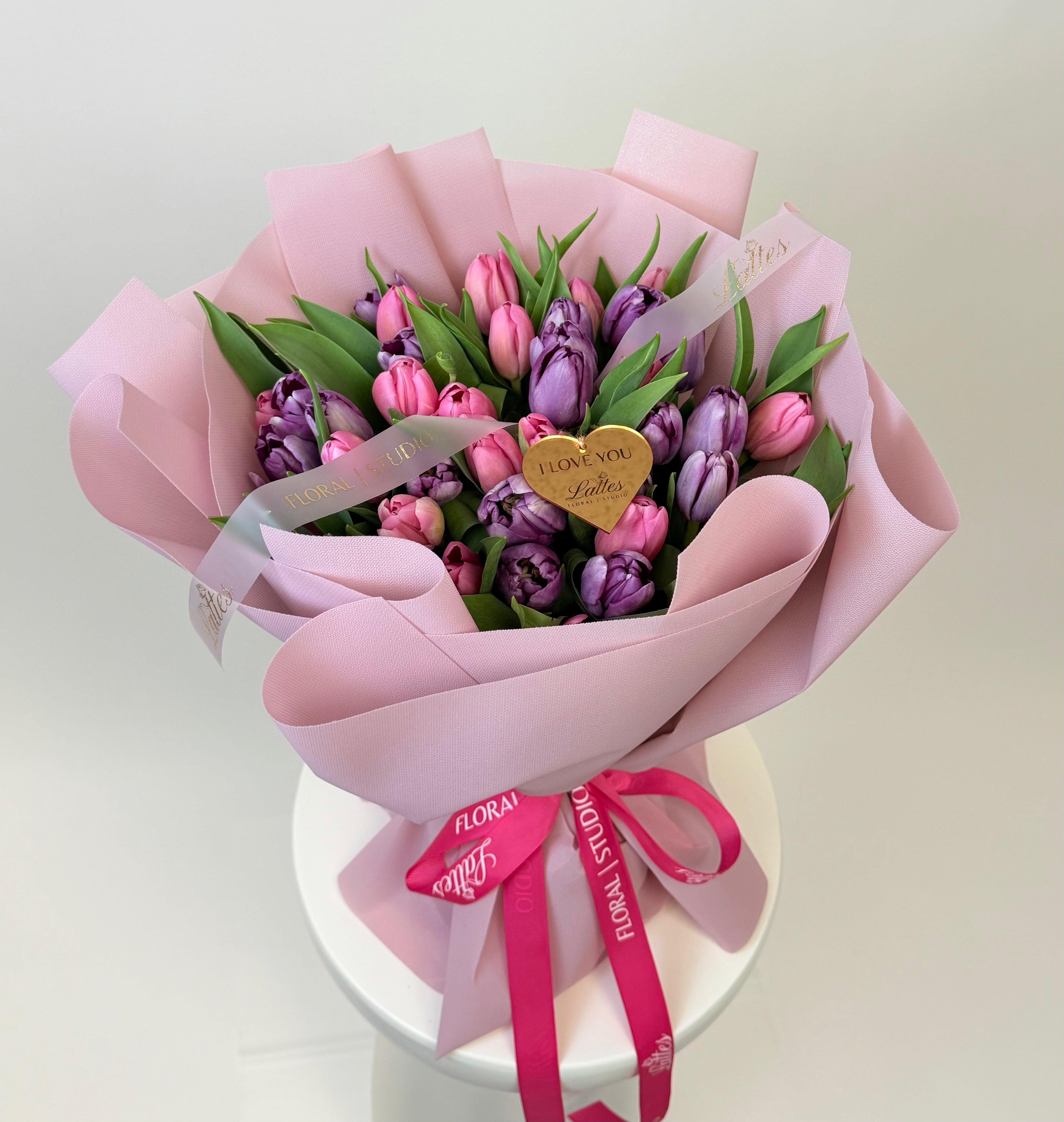 Pink & Purple Tulips Bouquet – Fresh Flowers