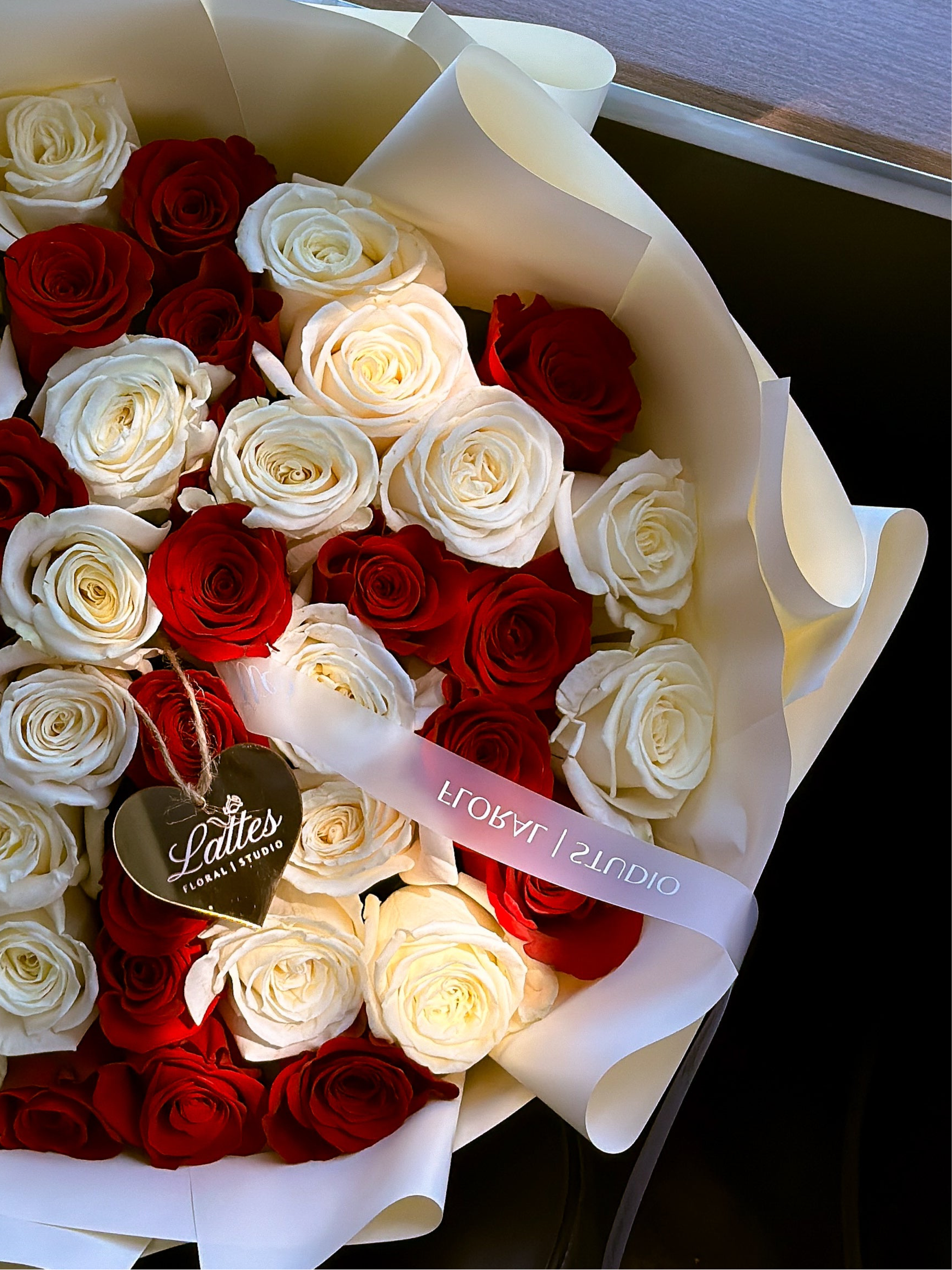 Royal Embrace – Red and White Roses Bouquet