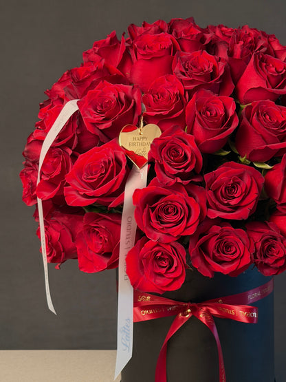 Mono Red Roses in a Flower Box