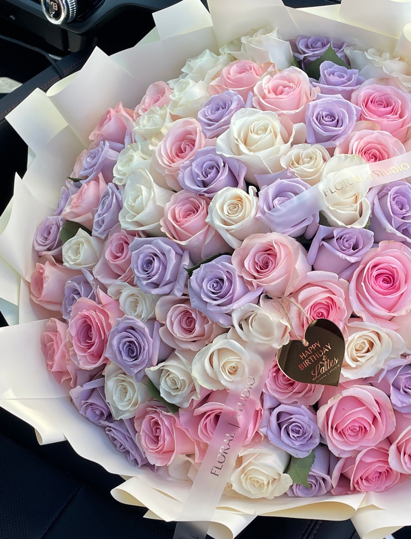 Dreamy Pastel Bouquet – White, Pink & Lavender Roses