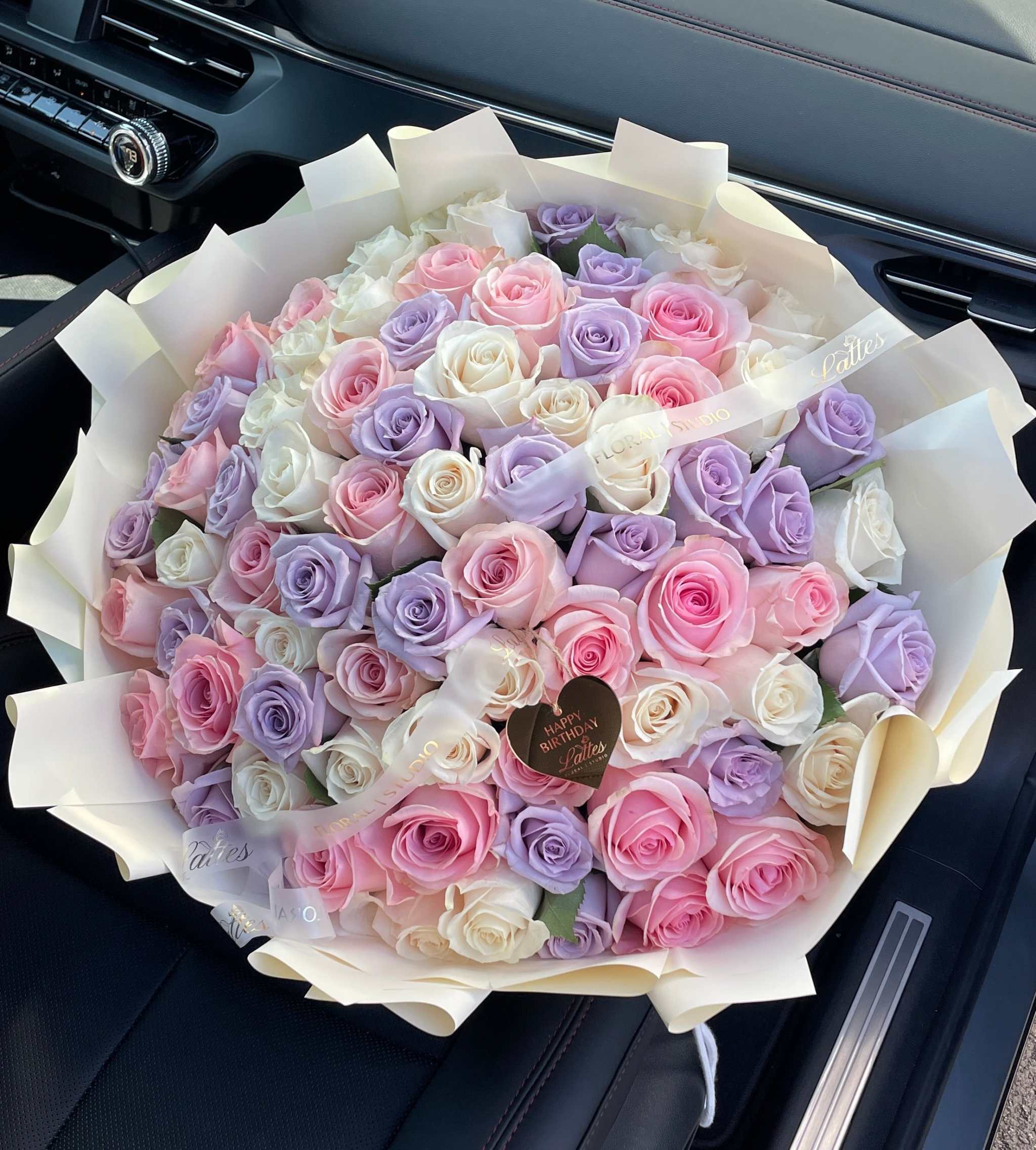 Dreamy Pastel Bouquet – White, Pink & Lavender Roses