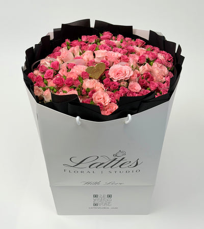 Midnight Pink – Pink Spray Roses & Hot Pink Roses Bouquet