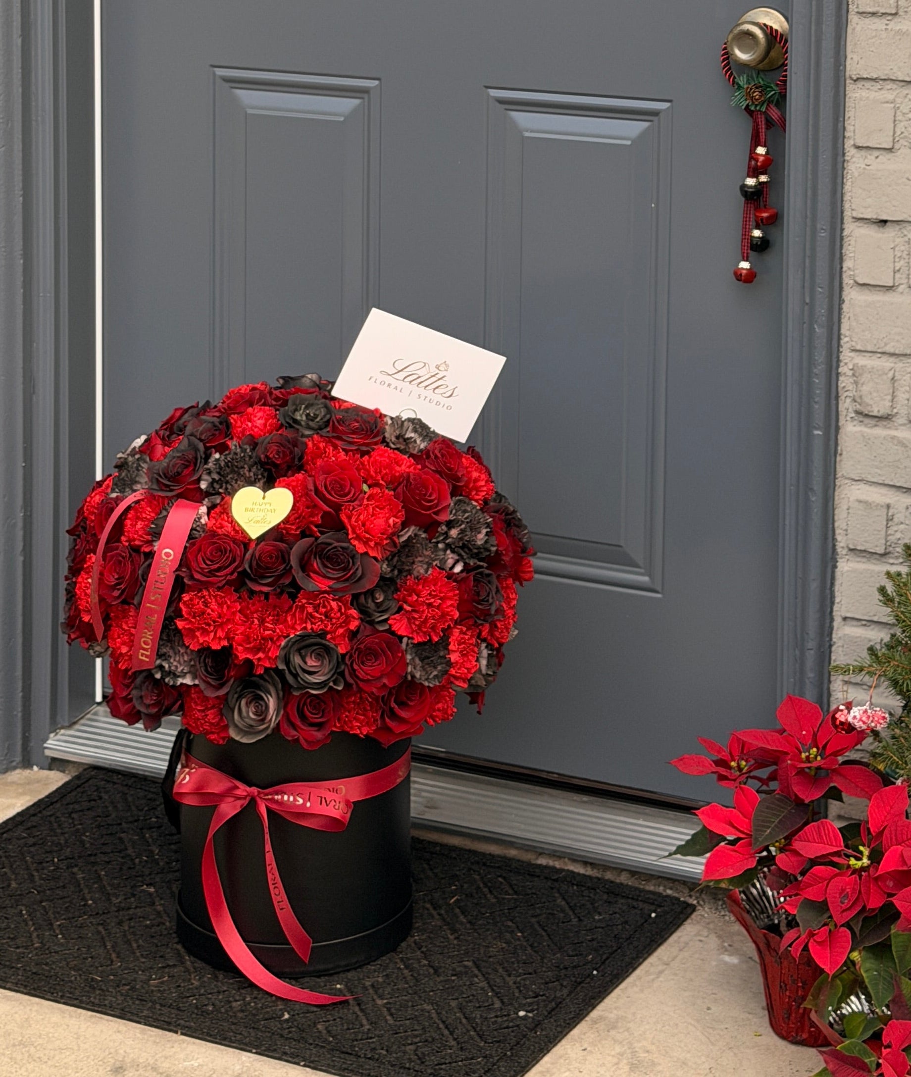 Red & Black Roses in a Flower Box