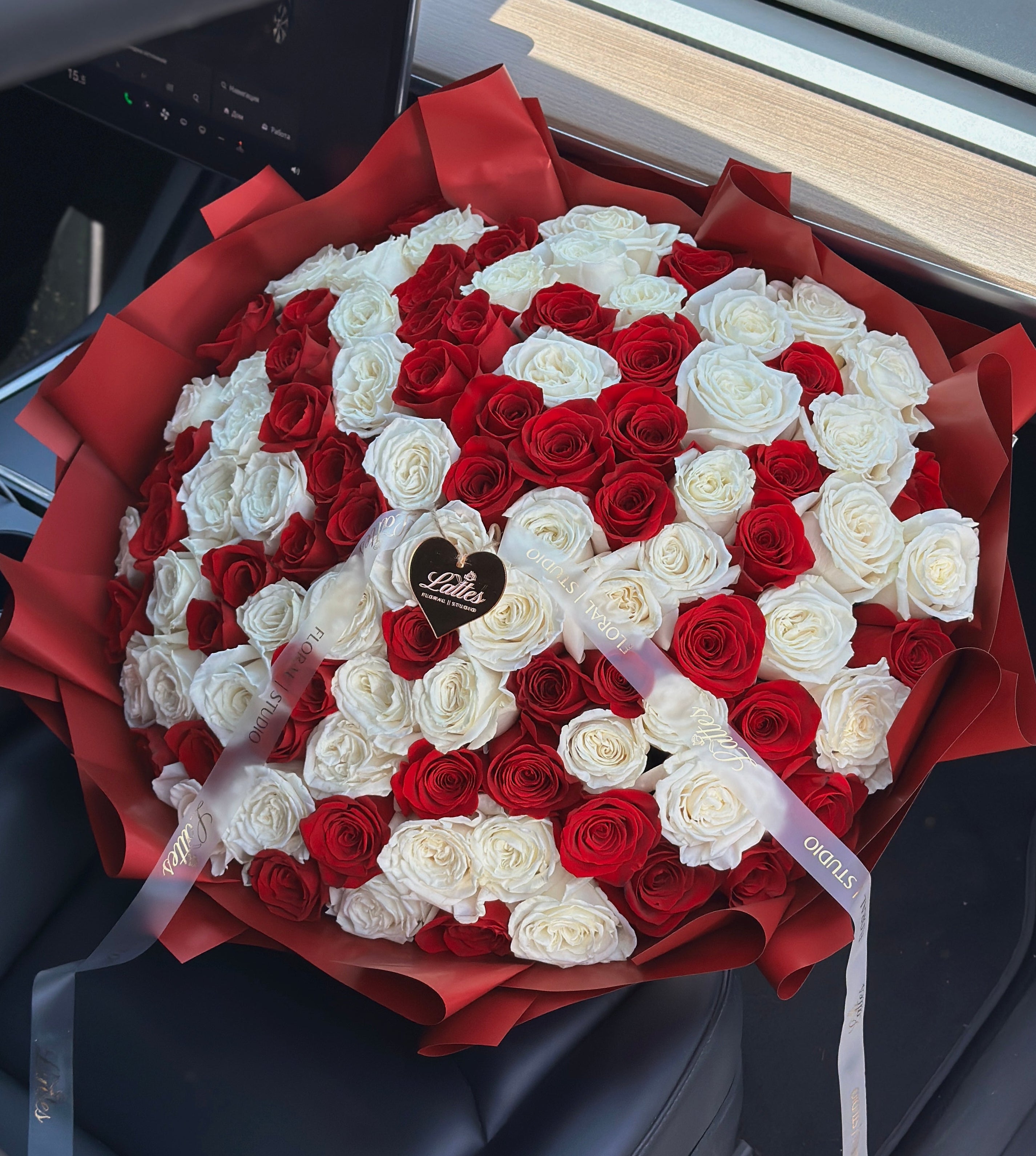 Royal Embrace – Red and White Roses Bouquet