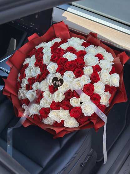 Royal Embrace – Red and White Roses Bouquet