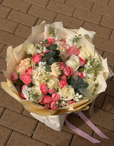 Luxury Pink Roses and White Flowers | Same Day Irvine Delivery
