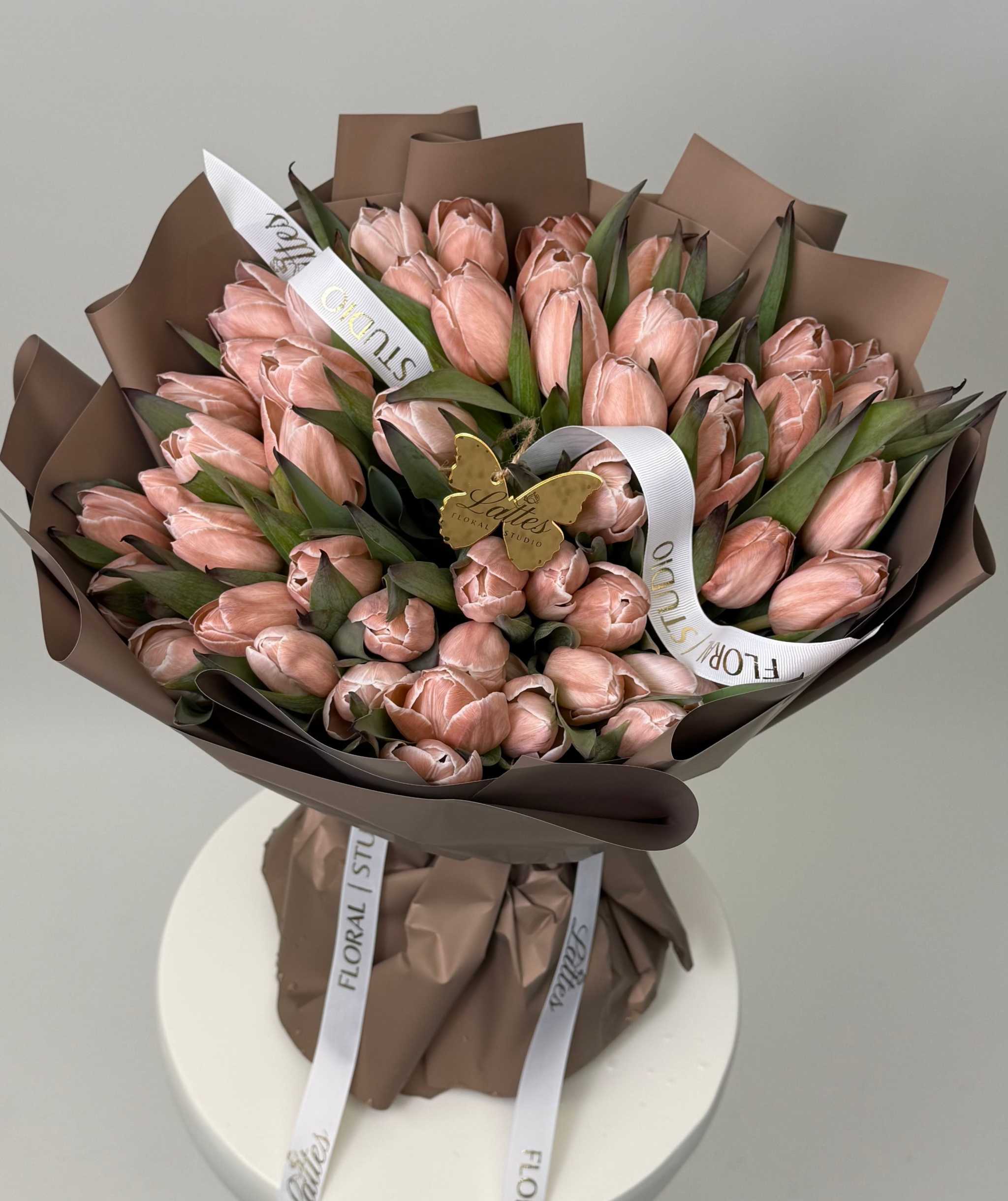 Cappuccino Blush Tulips Bouquet - Newport Beach Flower Delivery