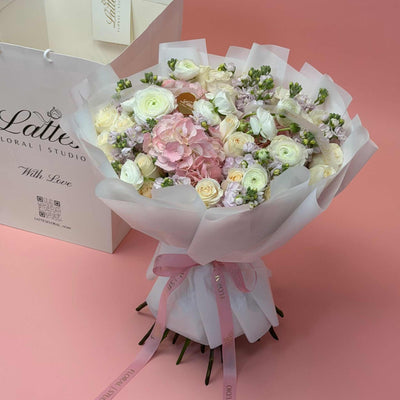 Pearl Blush - Hydrangea, Roses & Ranunculus Bouquet