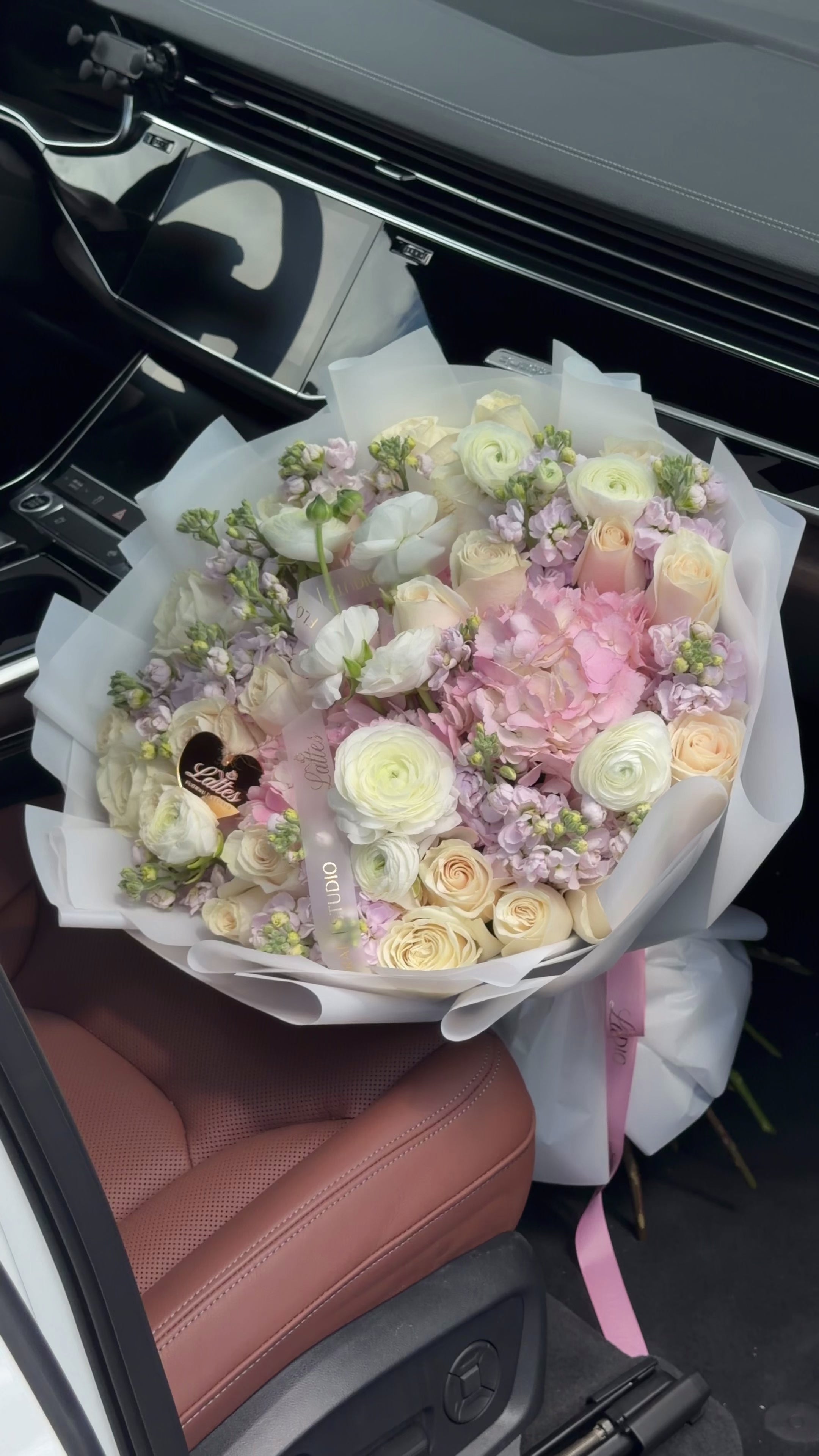 Load video: Pearl Blush - Hydrangea, Roses &amp; Ranunculus Bouquet