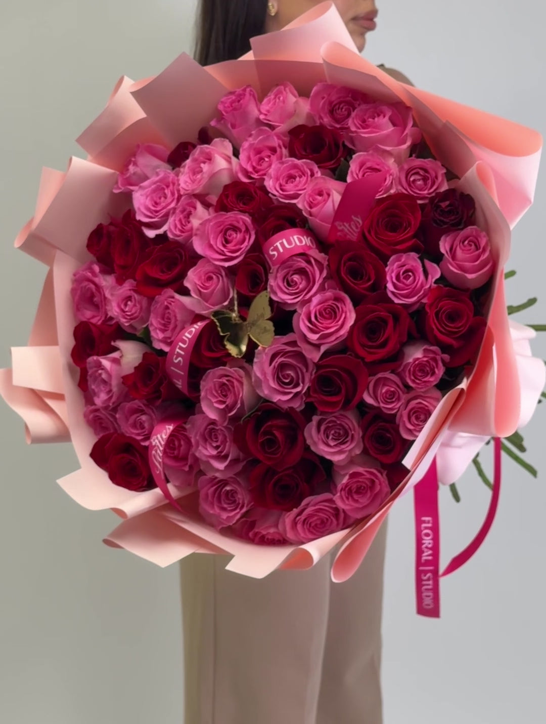 Load video: Berry Mix - Red &amp; Pink Roses Bouquet | Flower Delivery Orange &amp; Orange County